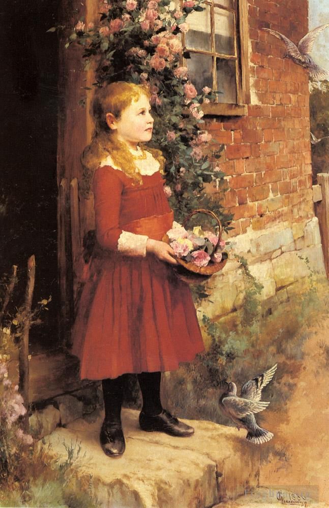 Alfred Glendening Oil Painting - The Youngest Daughter Of J S Gabriel Alfred Glendening